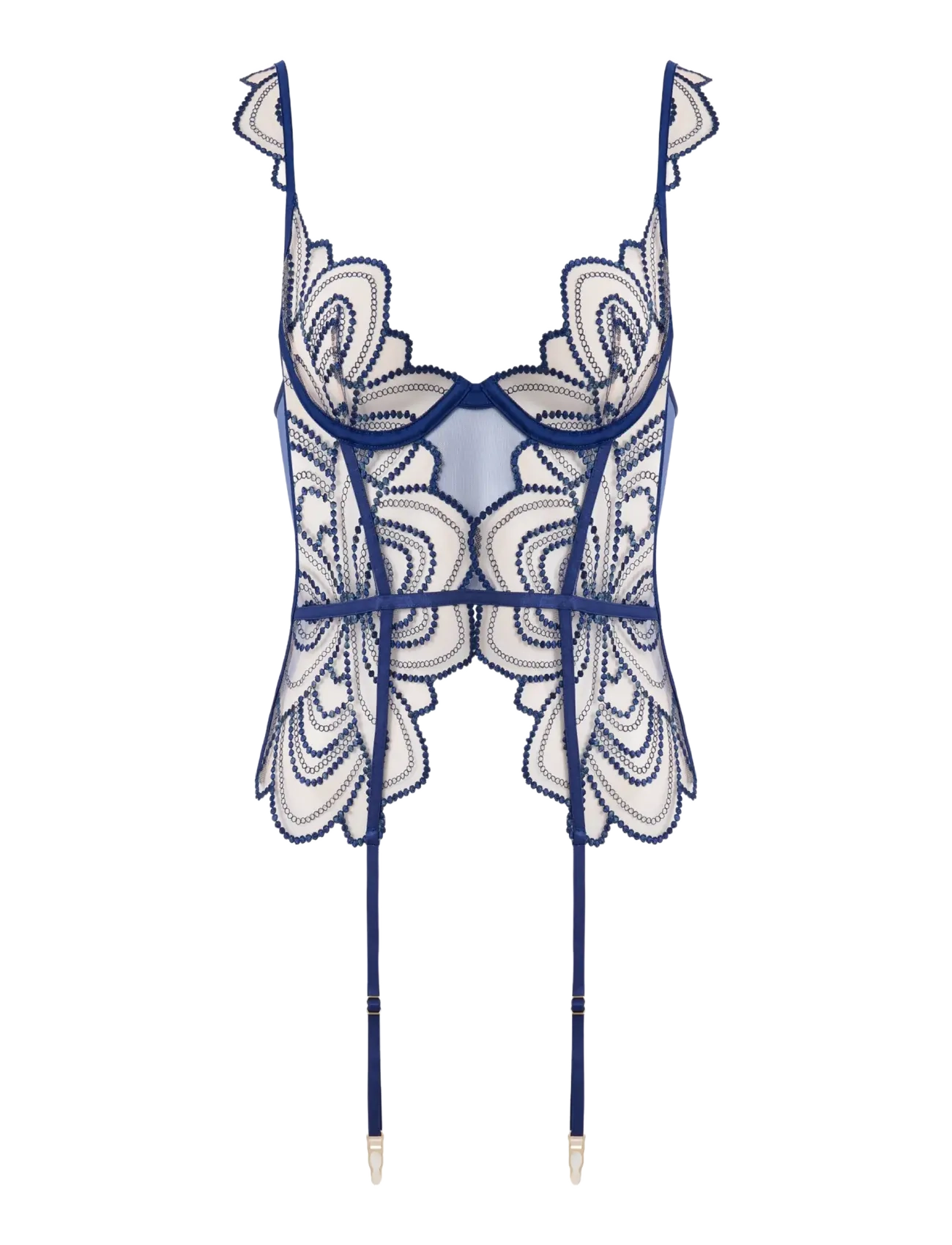 Bluebella Soraya Wired Basque - Special Occasions - NAVY PEONY/DEEP DIVE BLUE/SHEER / navy