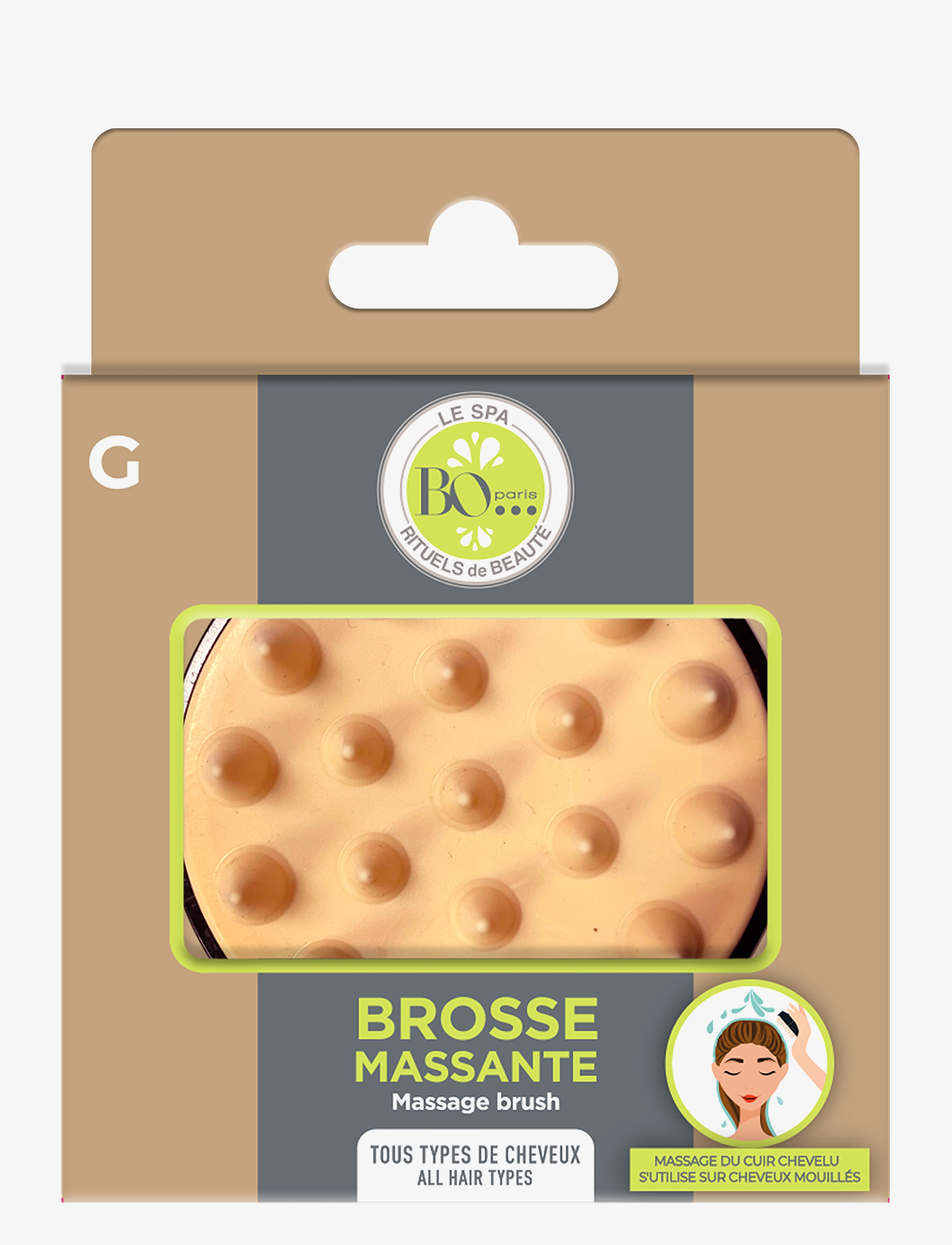 BO Paris Massage Brush, 1 pcs, Nude, Hår > Værktøjer, Dame