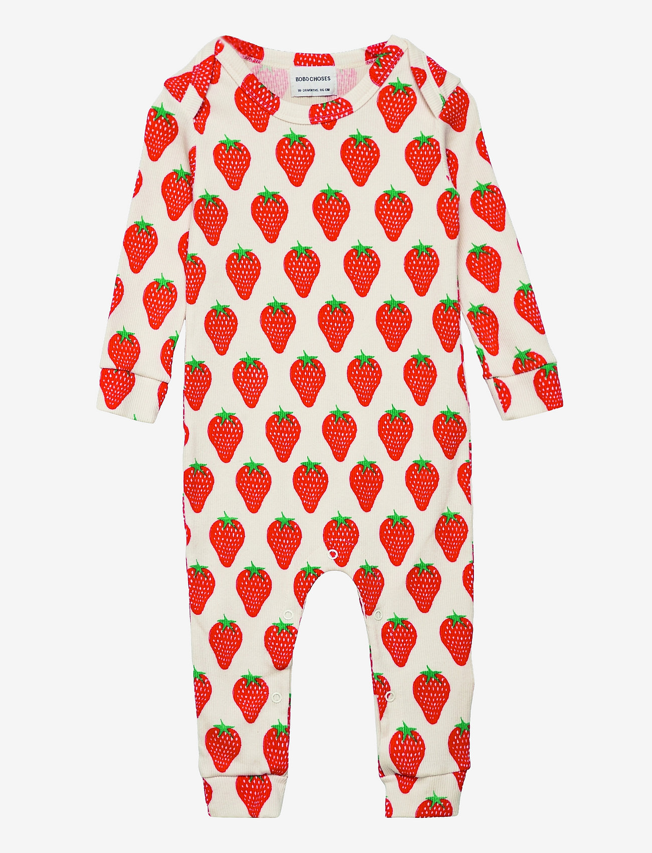 Bobo Choses - Strawberry all over long sleeve overall - offwhite - 0