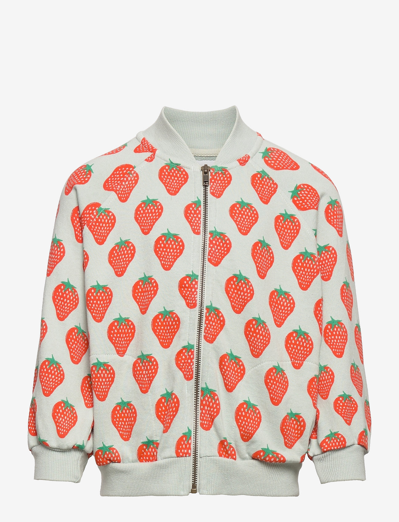 Bobo Choses - Strawberry all over zipped sweatshirt - light grey - 0
