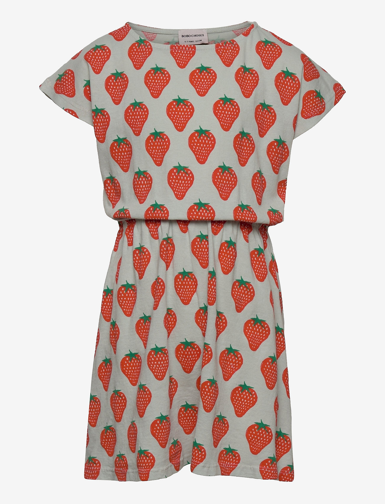 Bobo Choses - Strawberry all over short sleeve dress - light grey - 0