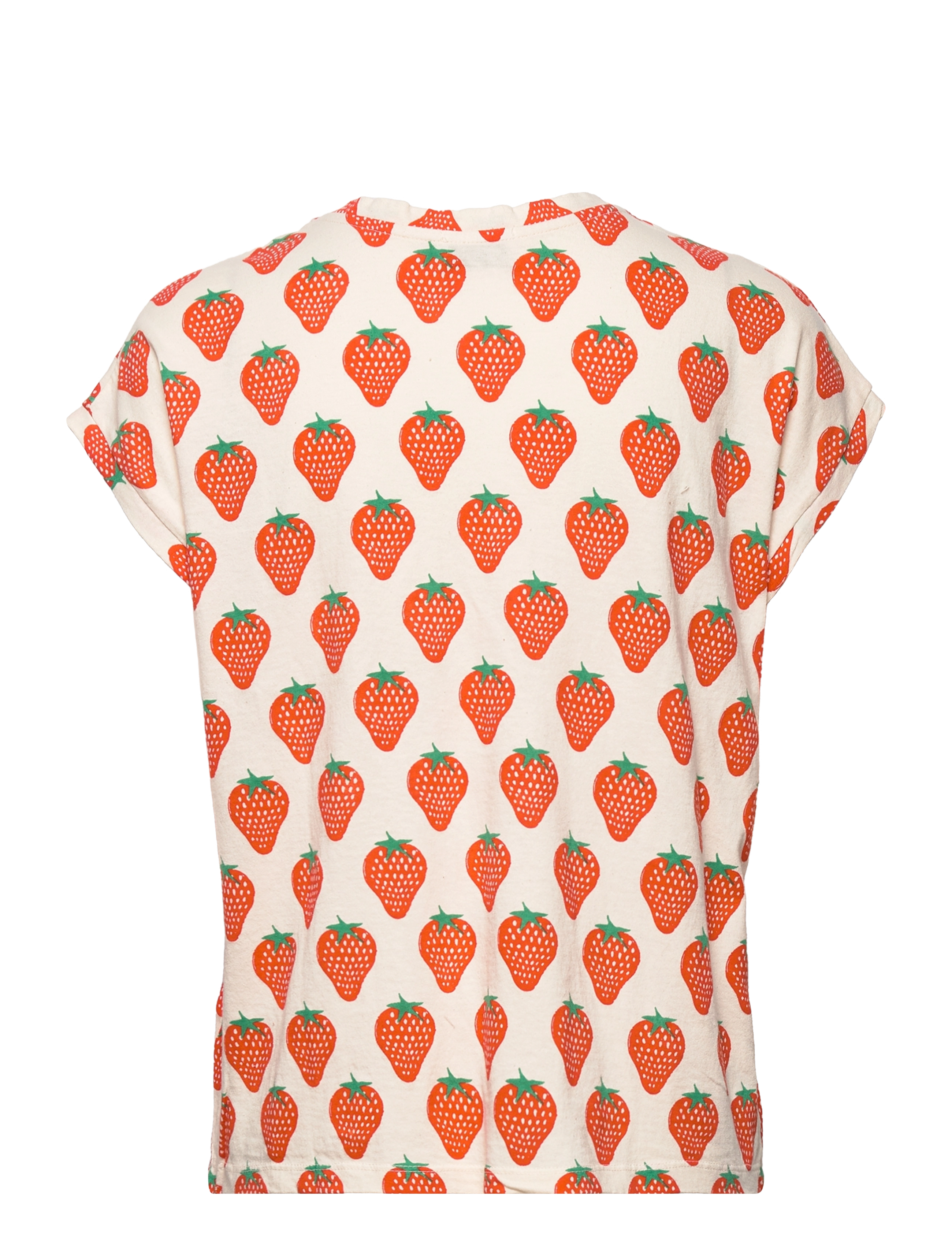 Bobo Choses - Strawberry all over V-neck Loose T-shirt - offwhite - 1
