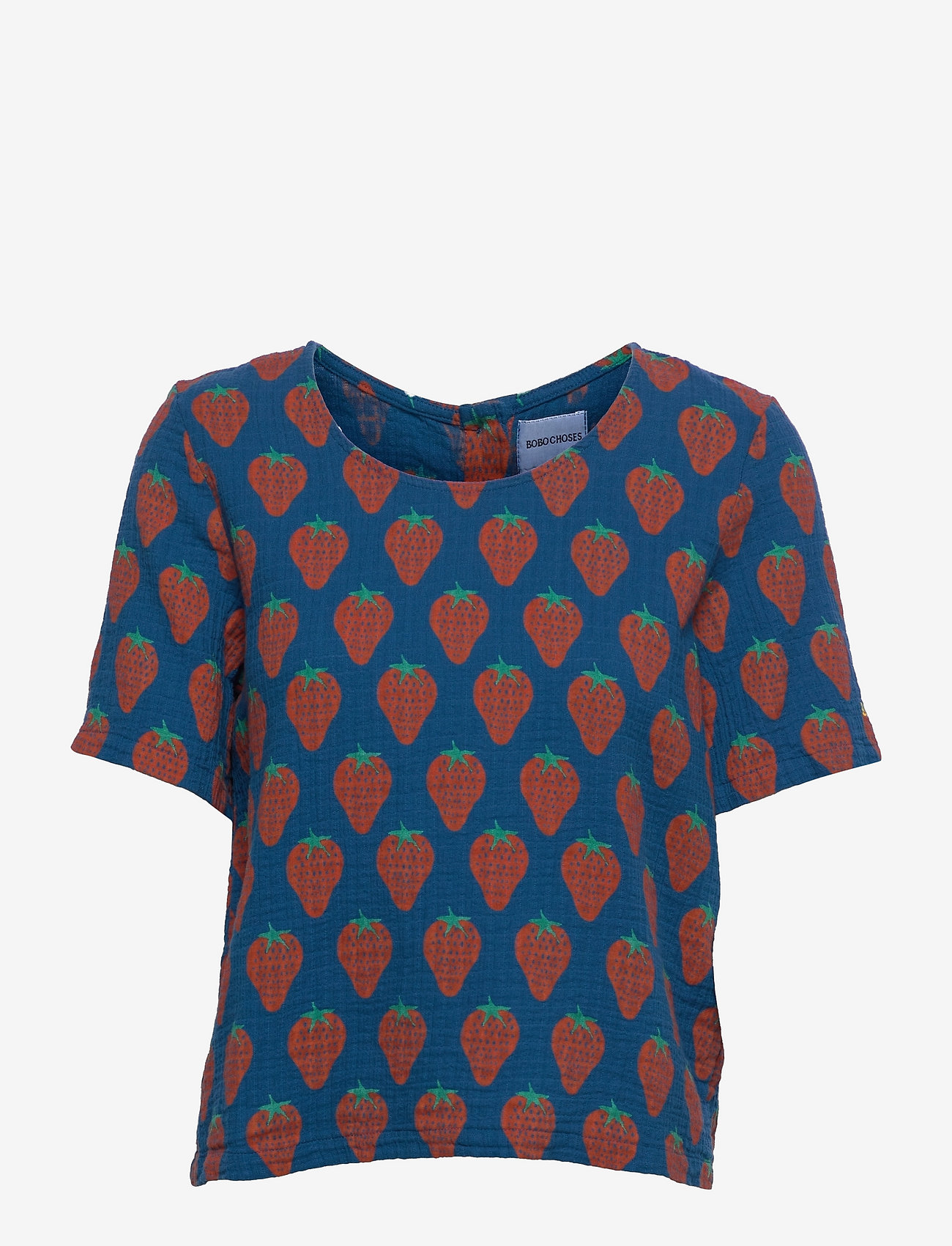 Bobo Choses - Strawberry buttoned back shirt - prussian blue - 0