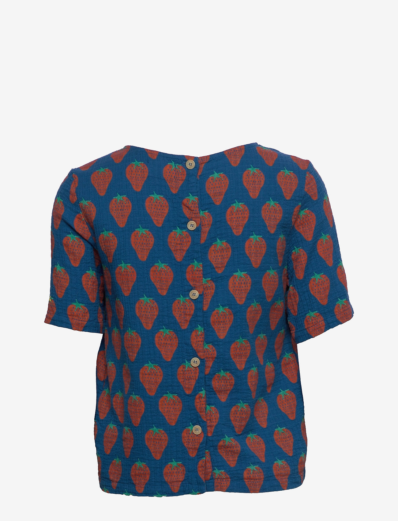 Bobo Choses - Strawberry buttoned back shirt - prussian blue - 1