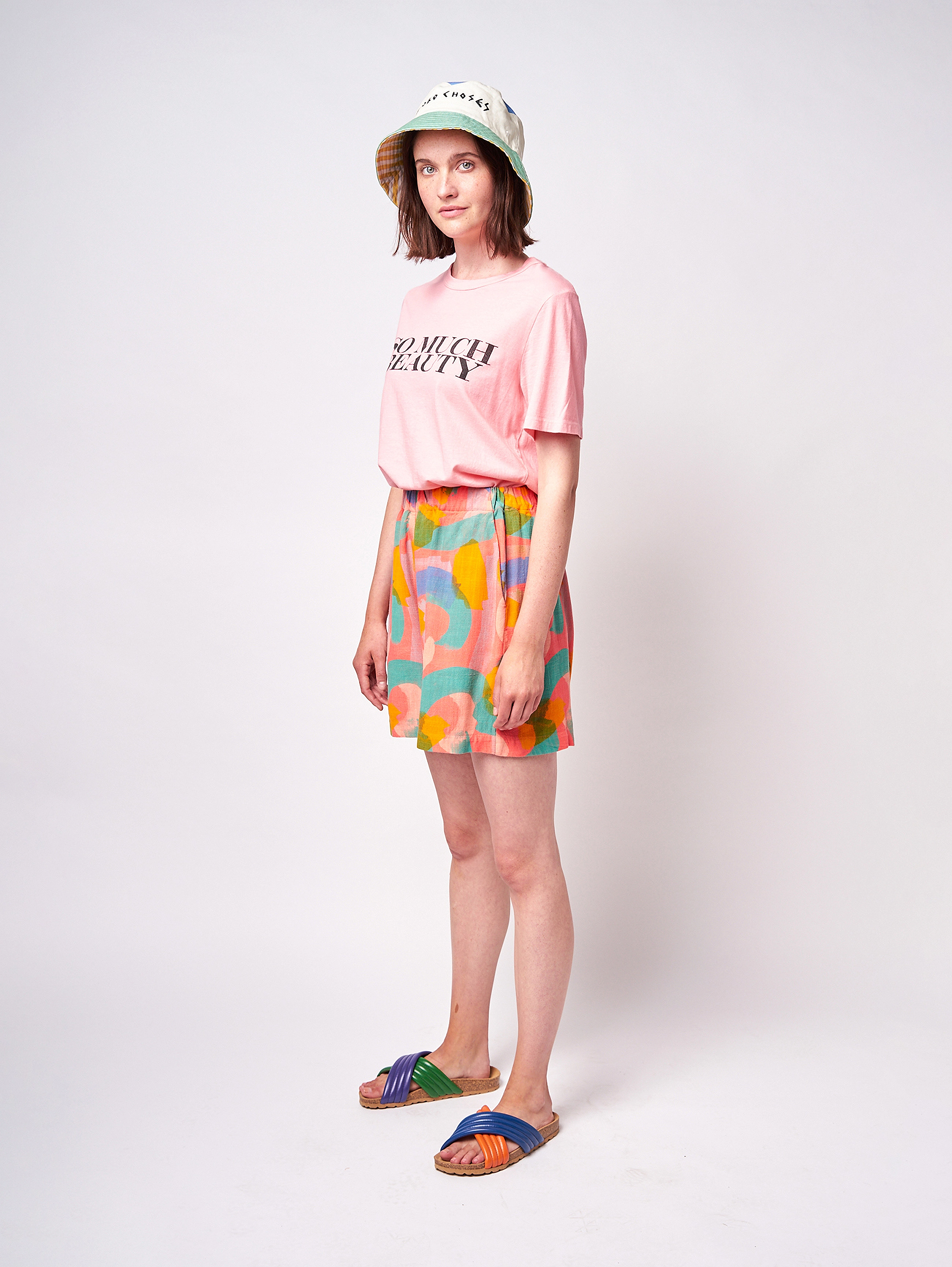 Bobo Choses - Brushstrokes printed linen short pants - red - 3