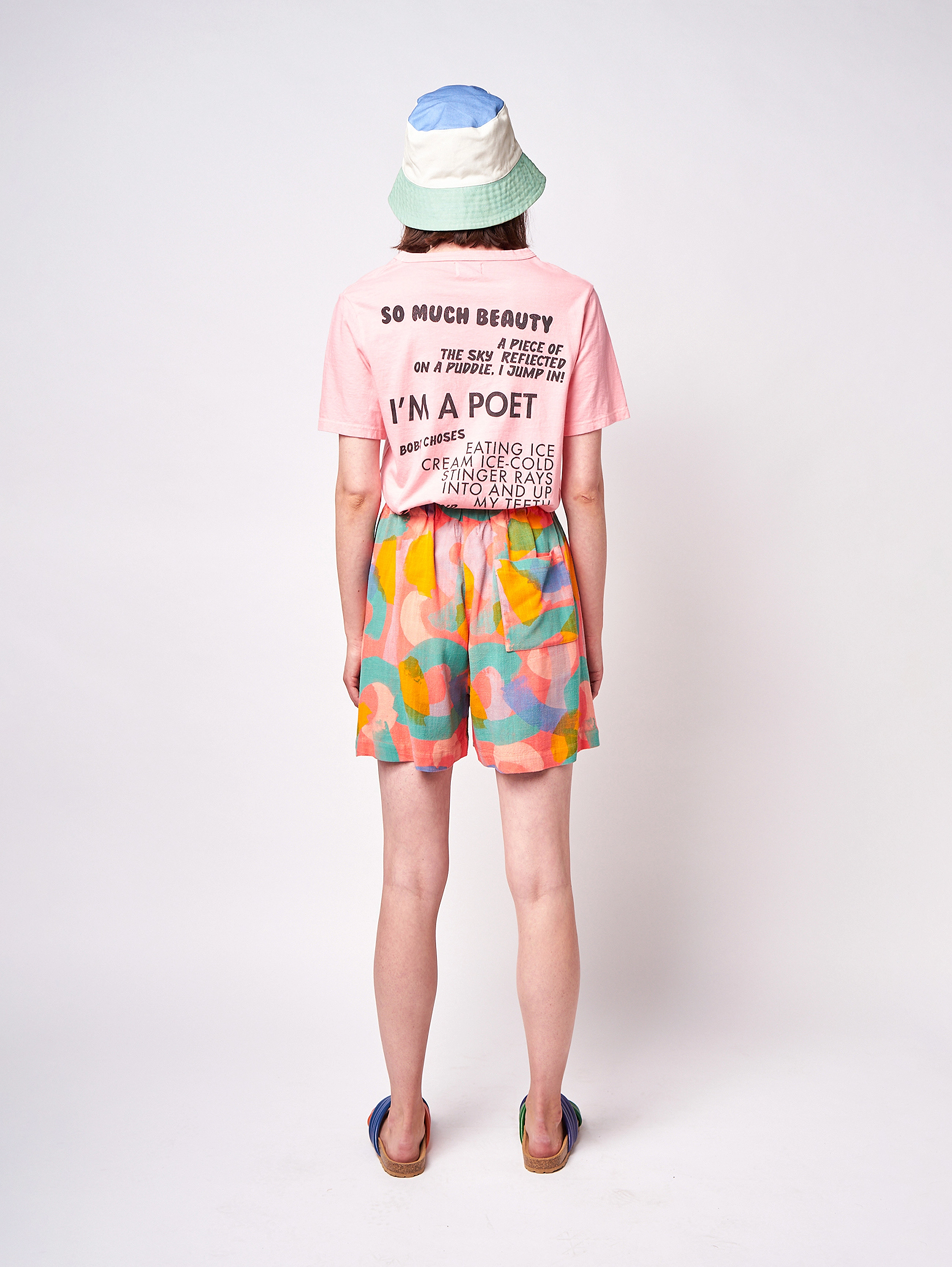 Bobo Choses - Brushstrokes printed linen short pants - red - 4
