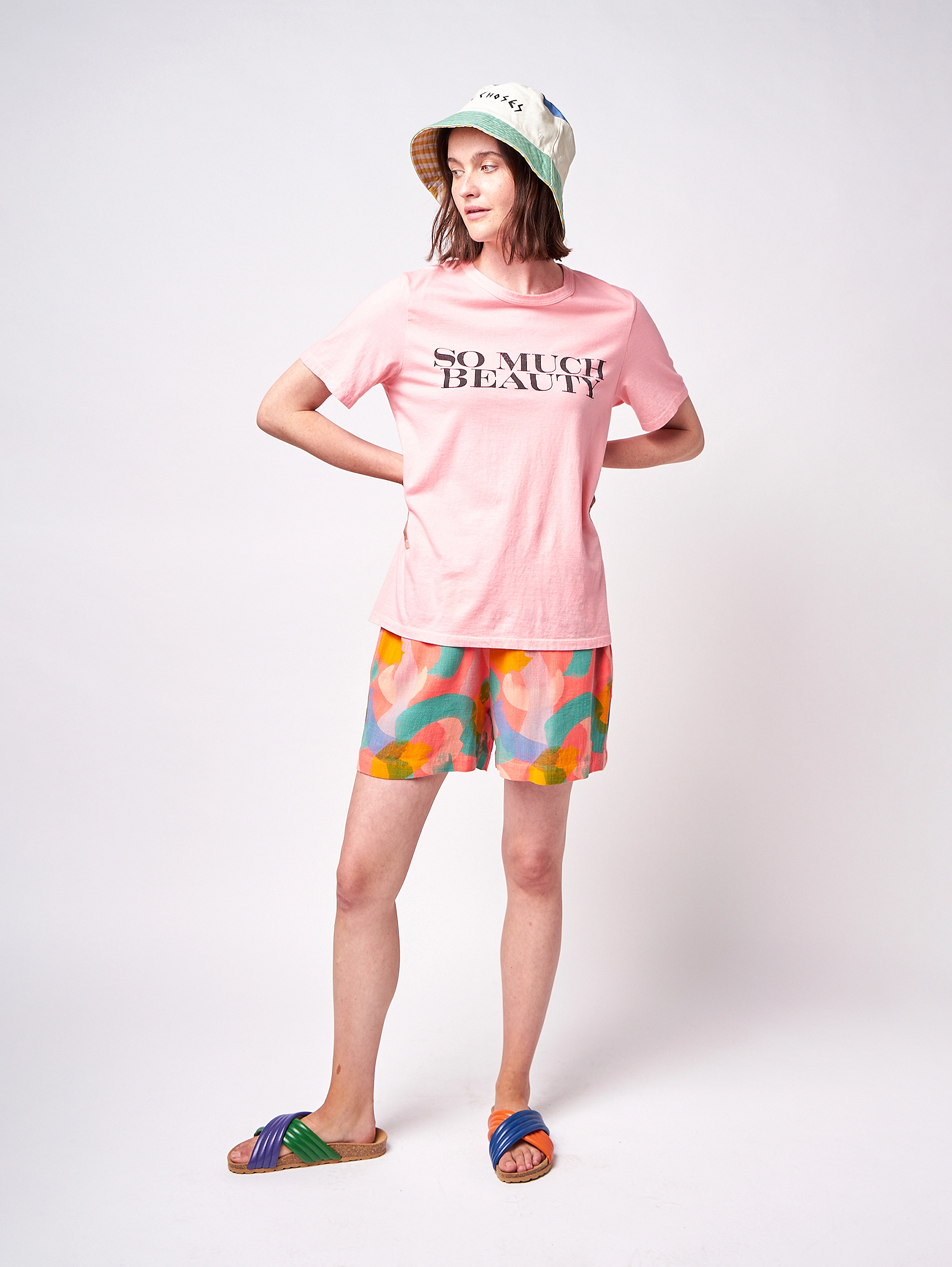 Bobo Choses - Brushstrokes printed linen short pants - red - 5