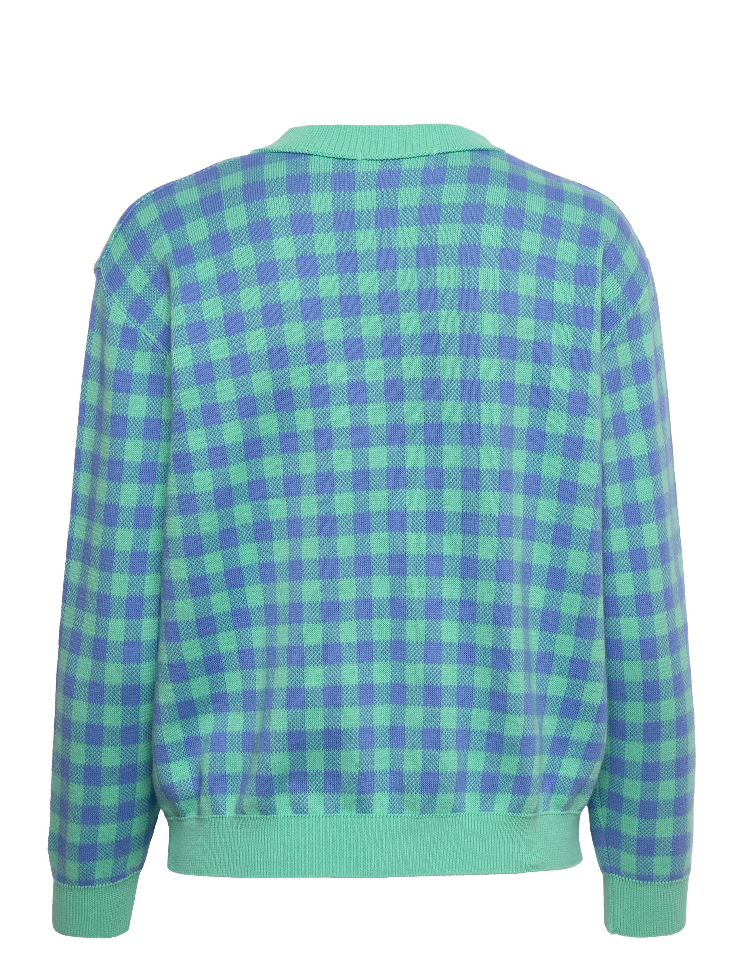 Bobo Choses - Colour block checked knitted v-neck cardigan - light green - 1