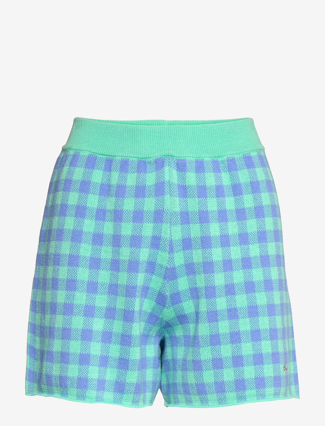 Bobo Choses - Colour block checked knitted short - casual shorts - light green - 0