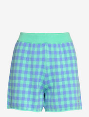 Colour block checked knitted short - LIGHT GREEN
