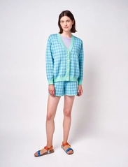 Bobo Choses - Colour block checked knitted short - casual shorts - light green - 2