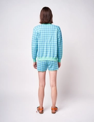 Bobo Choses - Colour block checked knitted short - casual shorts - light green - 4