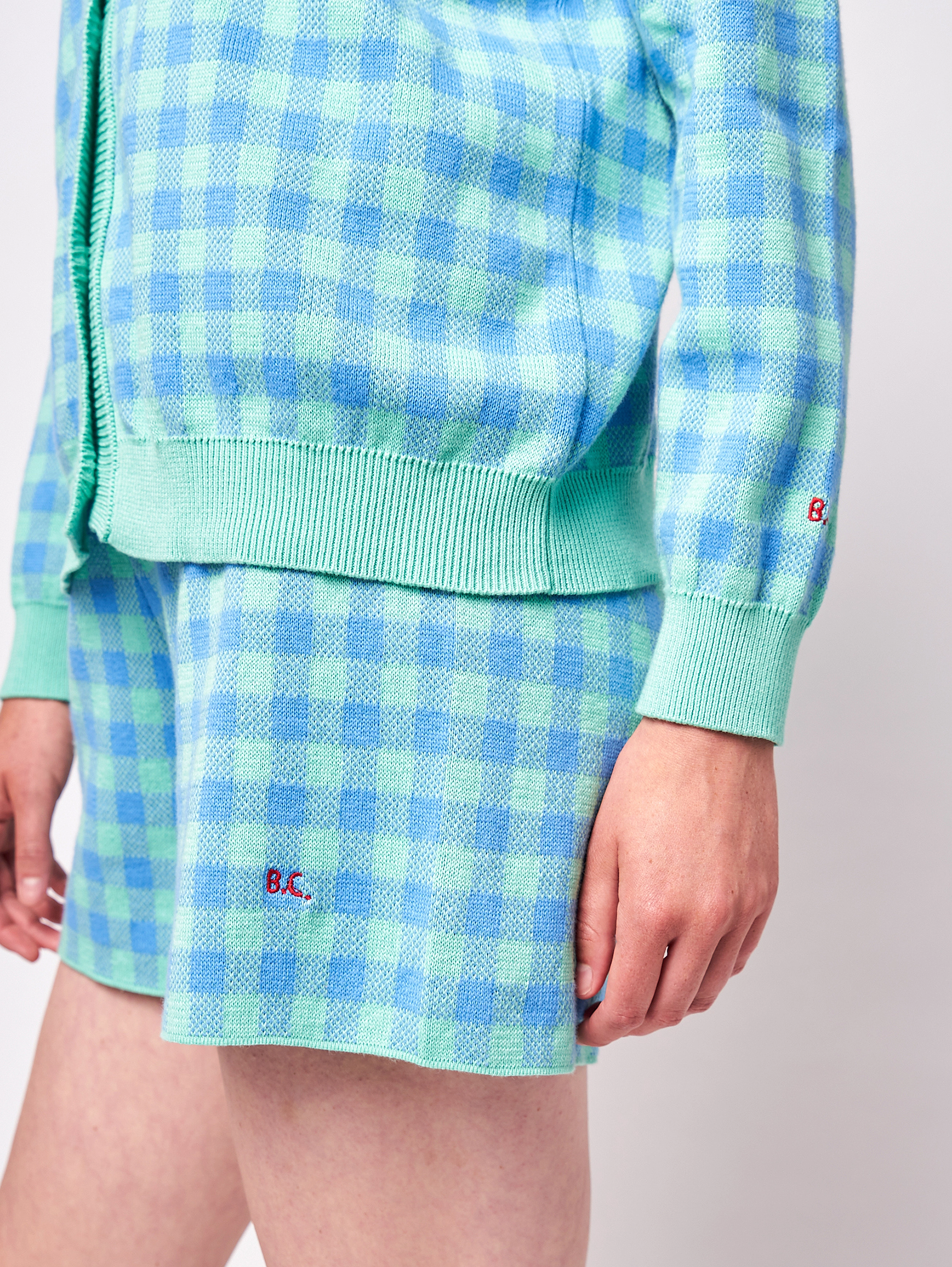 Bobo Choses - Colour block checked knitted short - light green - 5
