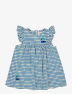 Blue Stripes ruffle dress - BLUE