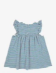 Bobo Choses - Blue Stripes ruffle dress - laisvalaikio suknelės trumpomis rankovėmis - blue - 1