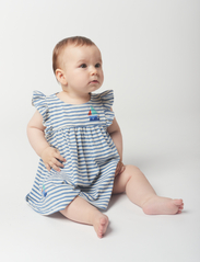 Bobo Choses - Blue Stripes ruffle dress - short-sleeved casual dresses - blue - 4