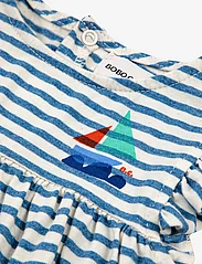 Bobo Choses - Blue Stripes ruffle dress - short-sleeved casual dresses - blue - 2