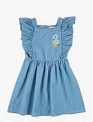 Bobo Choses - Pelican denim ruffle dress - short-sleeved casual dresses - blue - 0