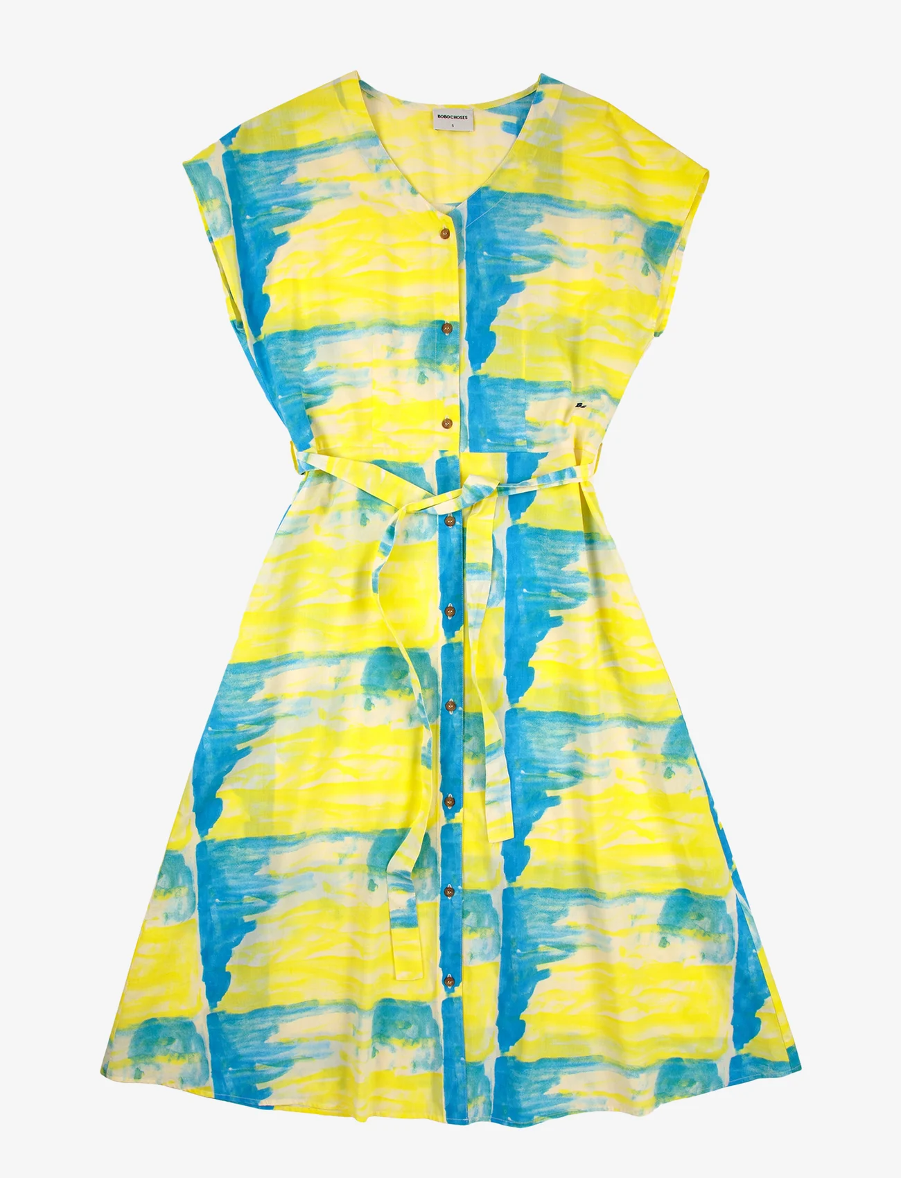 Bobo Choses - Pearl Nacre Pattern V-neck Buttoned Dress - midi jurken - multicolor - 0
