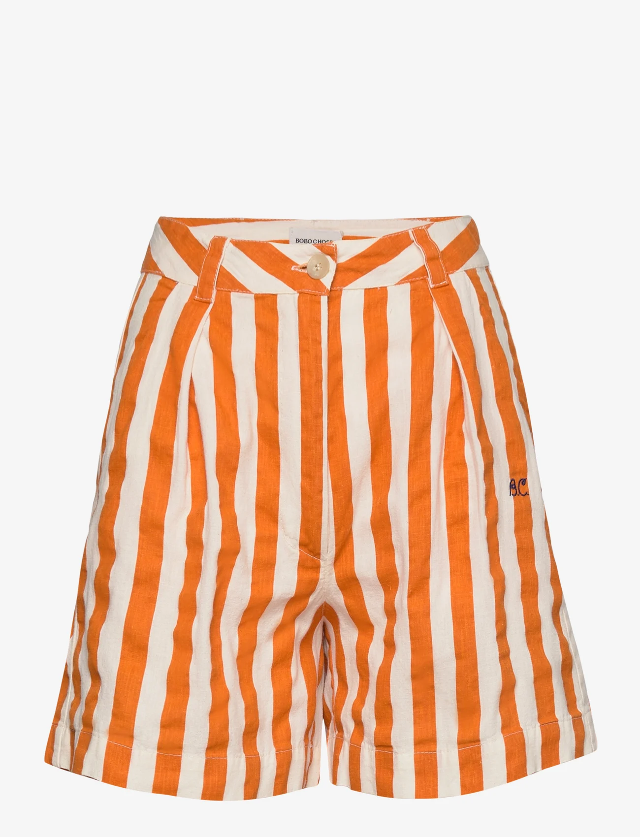 Bobo Choses - Nautical Stripe Pleated Short - orange - 0
