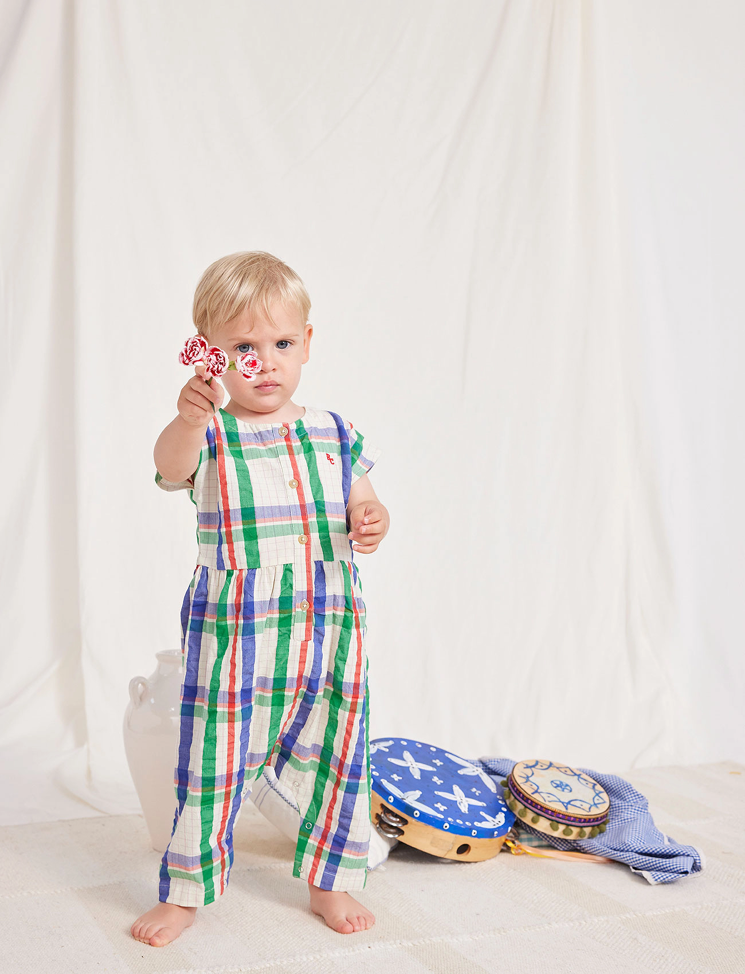Baby Madras Checks woven overall - MULTI COLOURED