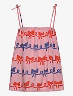 Ribbon Bow all over woven top - PINK