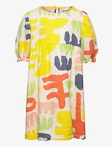 Carnival all over puffed sleeve woven dress, Bobo Choses