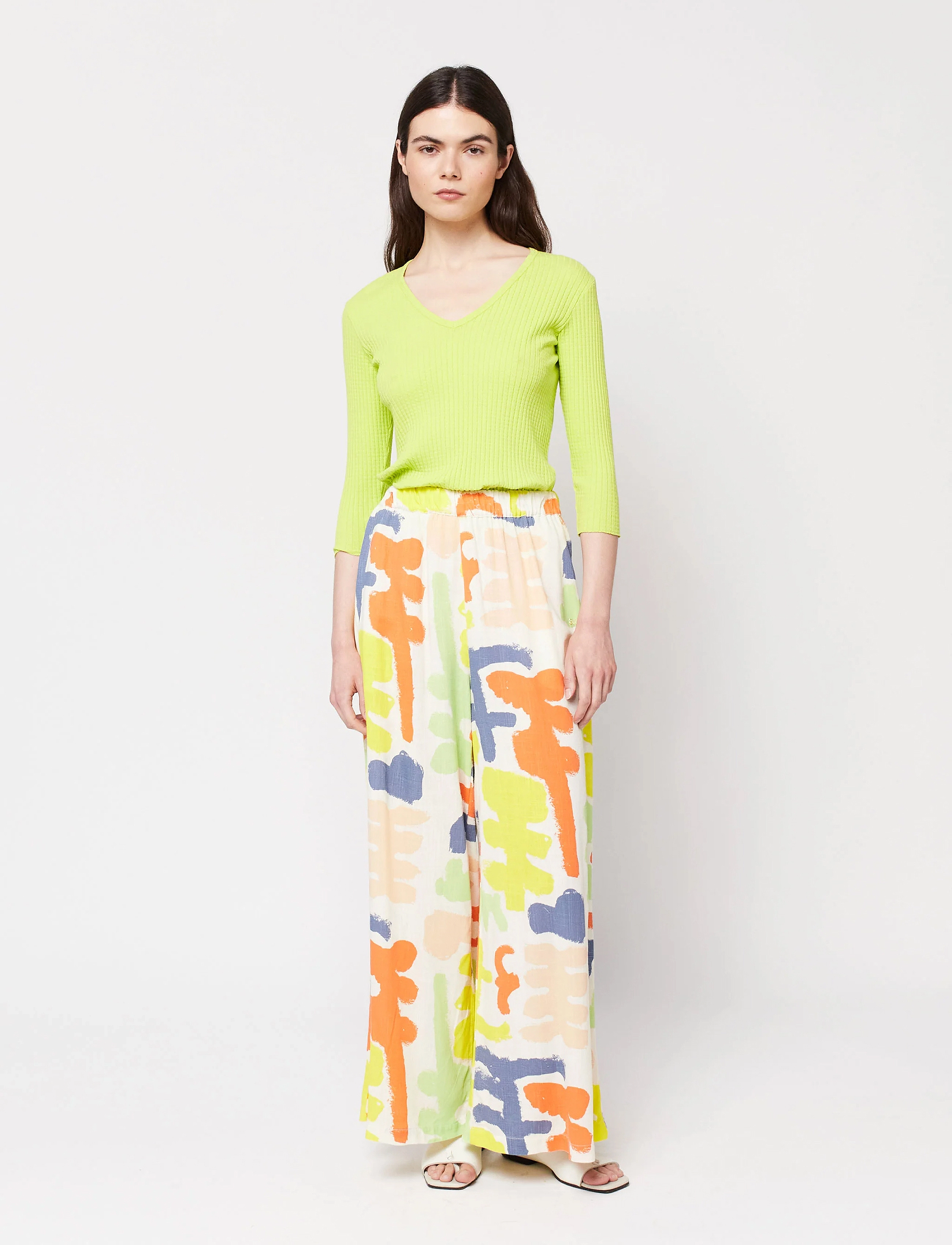 Carnival print flared long pant - OFFWHITE