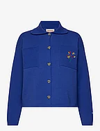 Collar buttoned cardigan - BLUE