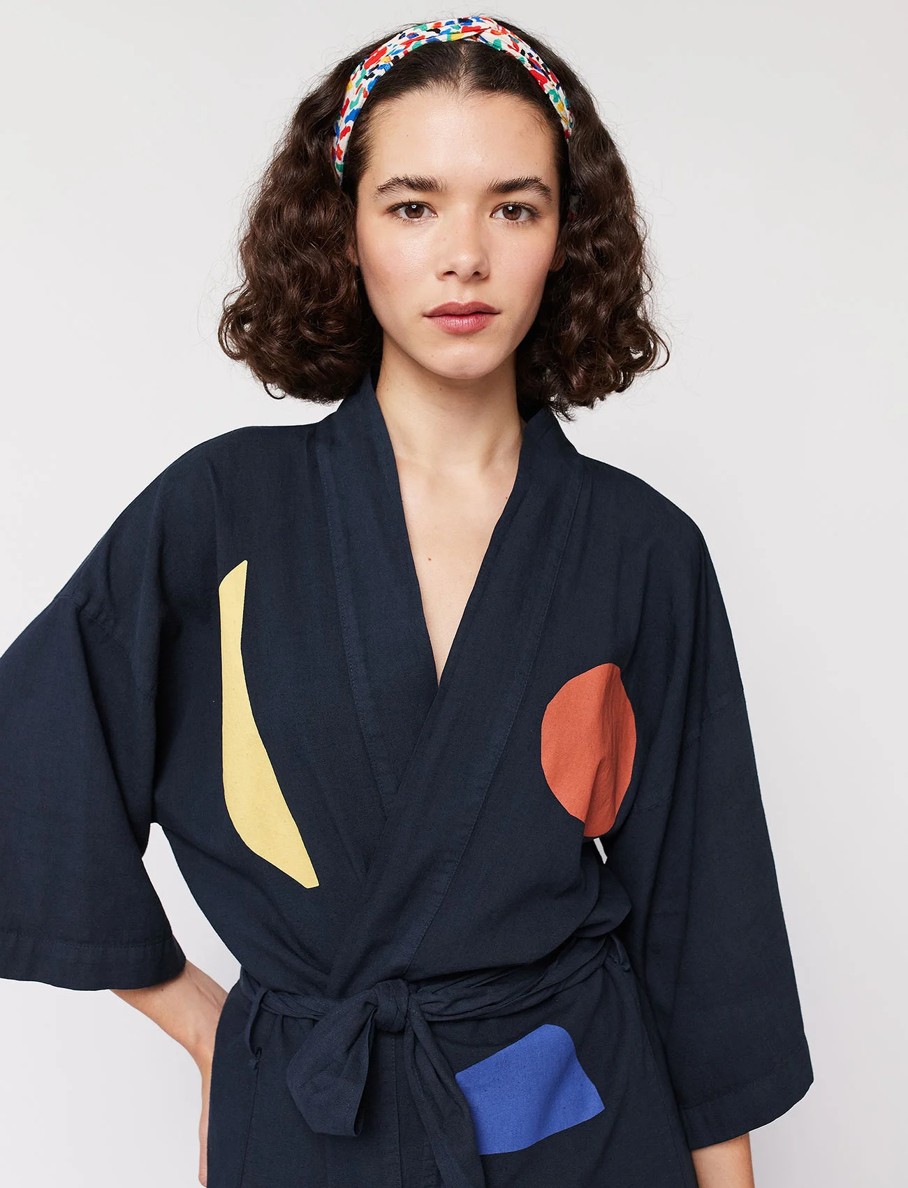 Bobo Choses - Summer night landscape print short kimono - kimonos - midnight blue - 0