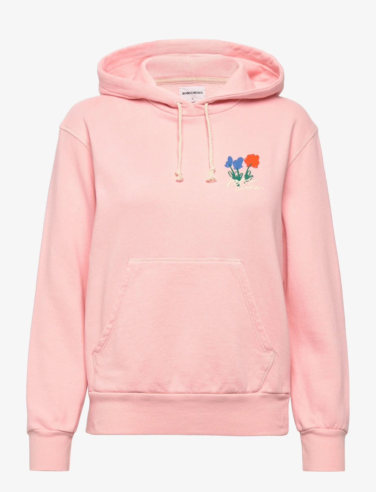 Bobo Choses - Flower patch hoddie sweatshirt - megztiniai ir džemperiai - pink - 0