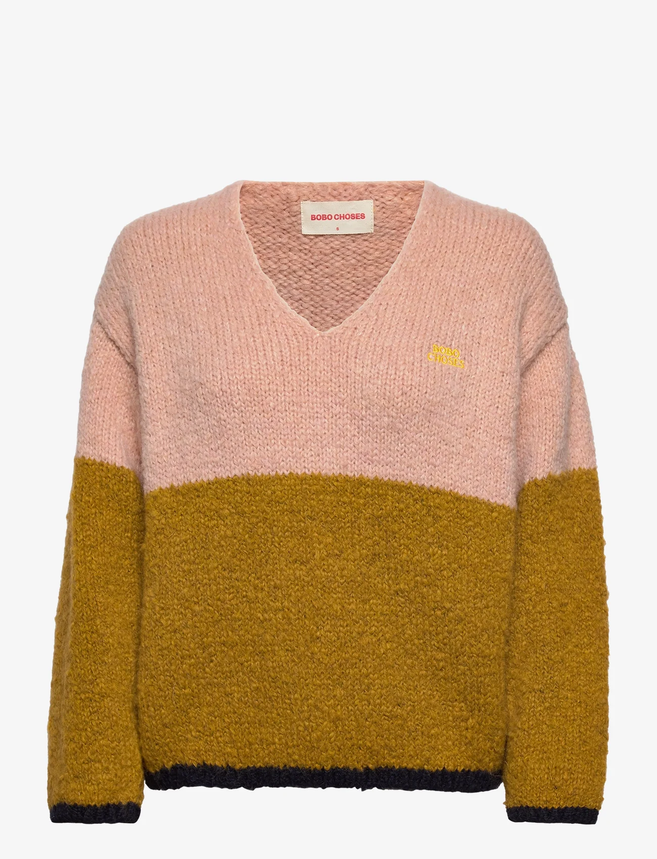 Bobo Choses - Color block V-neck jumper - džemperiai - beige - 0