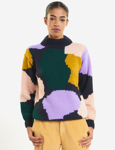 Multicolour jacquard high neck knitted jumper, Bobo Choses
