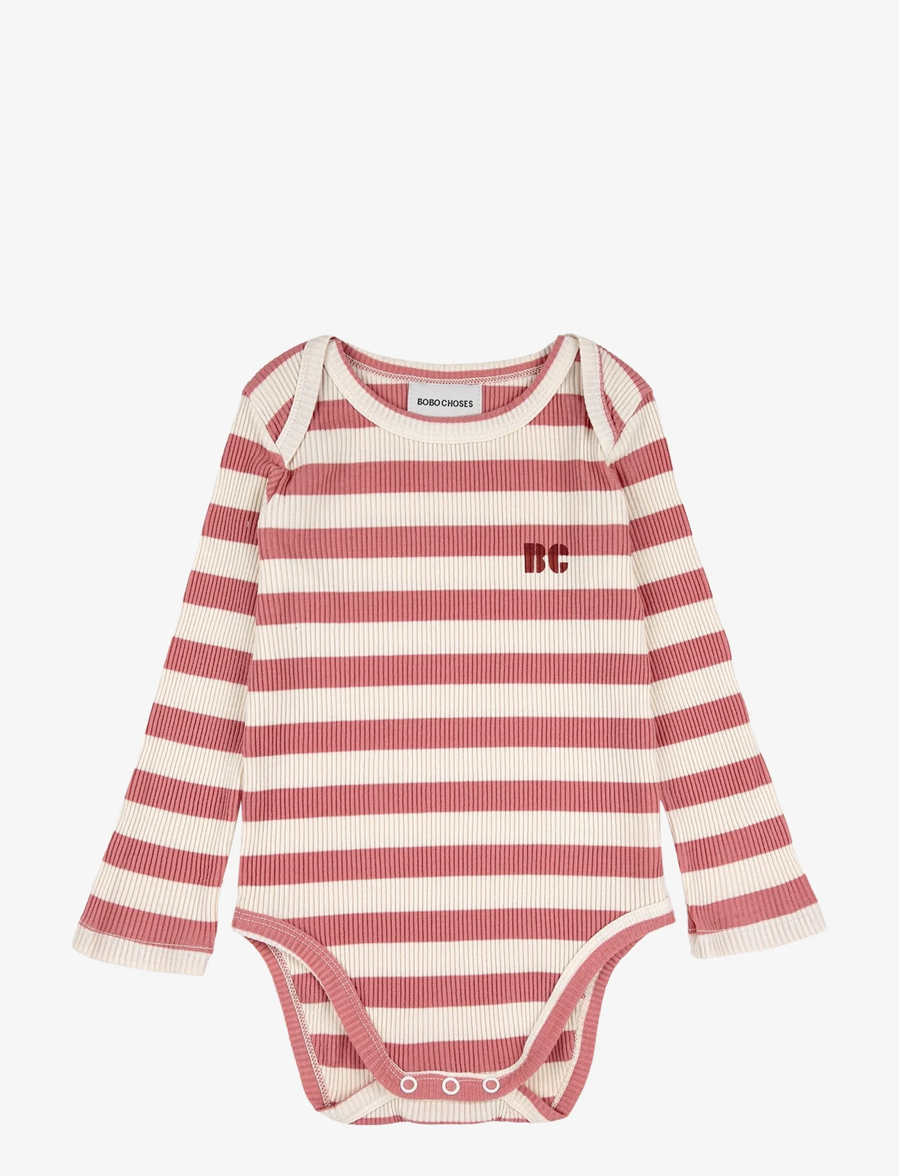 Bobo Choses - Baby Maroon Stripes body pack - long-sleeved - burgundy red - 0