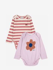 Bobo Choses - Baby Maroon Stripes body pack - long-sleeved - burgundy red - 4