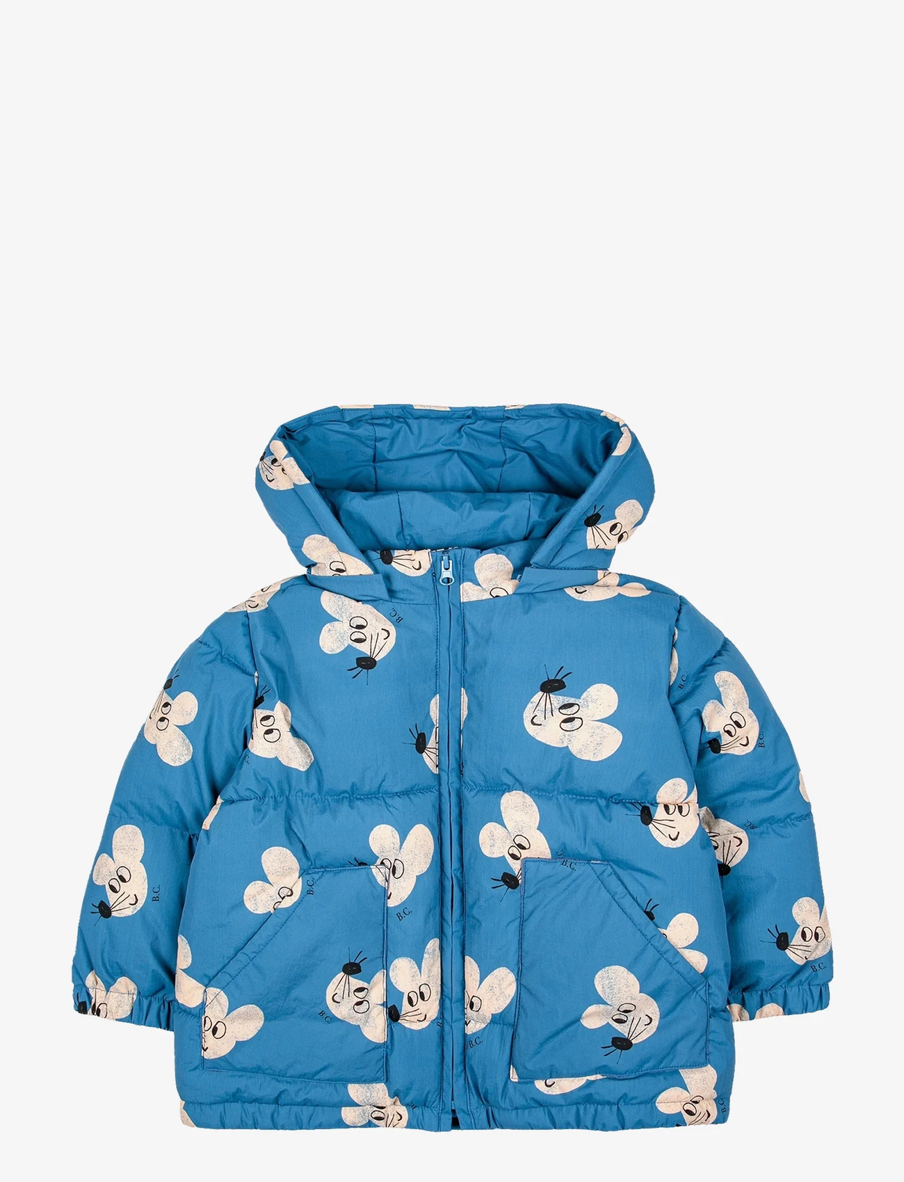 Bobo Choses - Mouse all over hooded anorak - puffer & padded - blue - 0