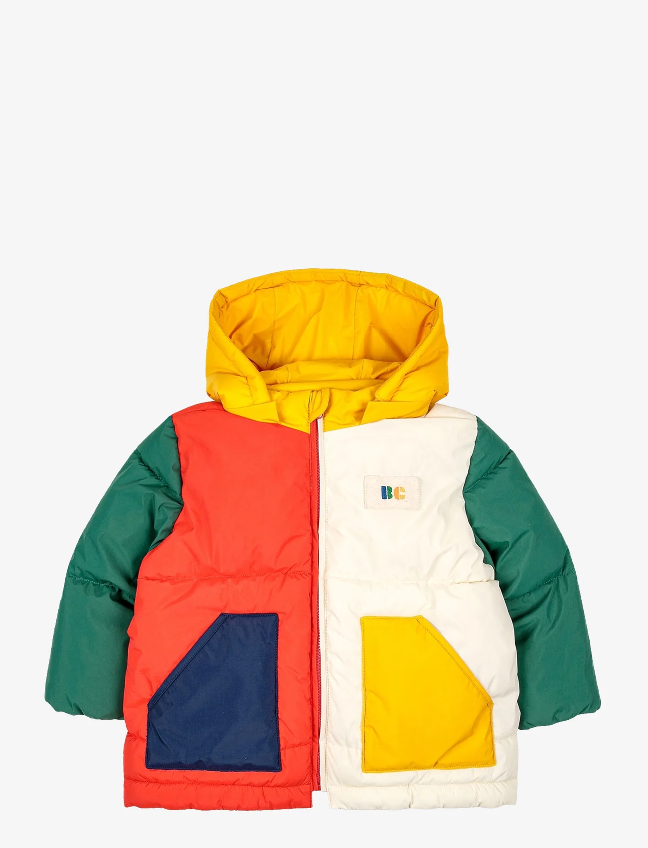 Bobo Choses - Baby Color Block hooded anorak - untuva- & toppatakit - green - 0