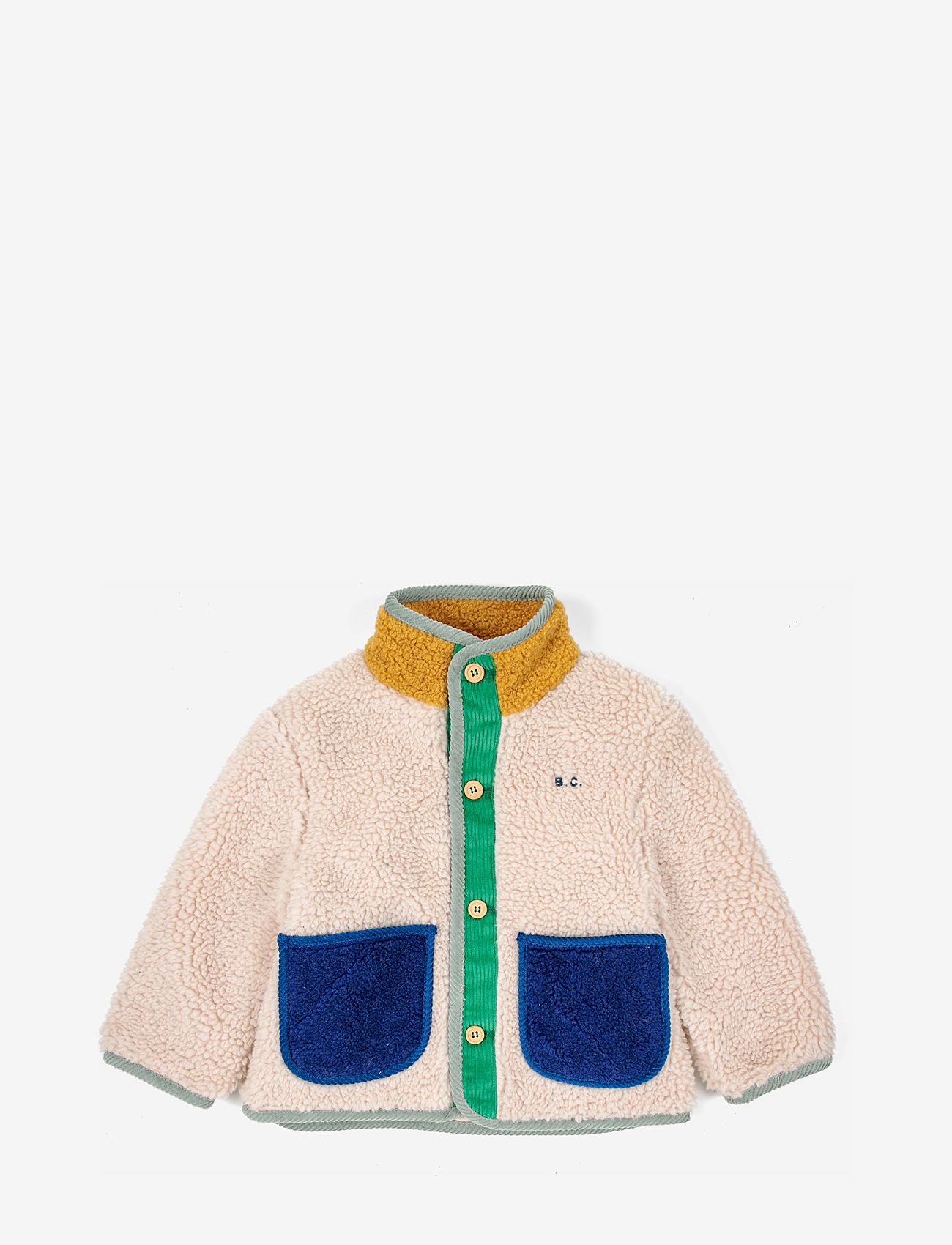 Bobo Choses - Baby Color Block sheepskin jacket - fleece-vaatteet - beige - 0