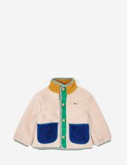Baby Color Block sheepskin jacket - BEIGE