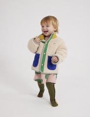 Bobo Choses - Baby Color Block sheepskin jacket - fleece-vaatteet - beige - 3