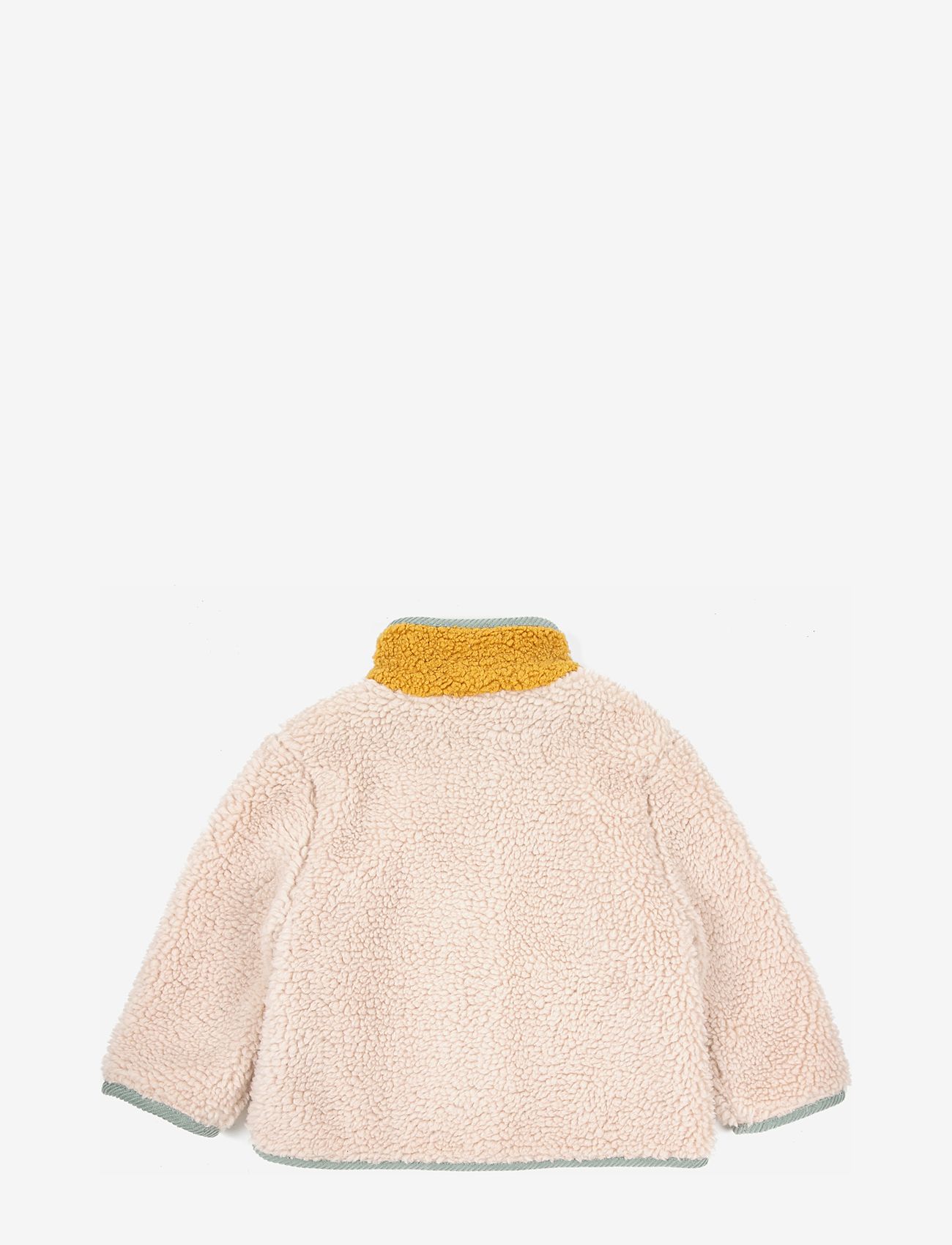 Bobo Choses - Baby Color Block sheepskin jacket - fleece jacket - beige - 1