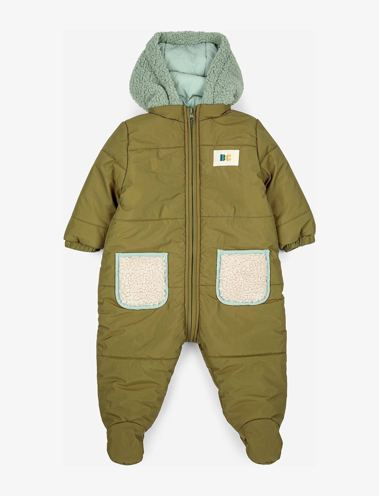 Bobo Choses - Baby Color Block hooded overall - softshelloveralls - green - 0