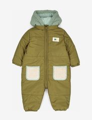 Bobo Choses - Baby Color Block hooded overall - softshelloveralls - green - 4