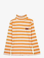 Yellow stripes turtle neck T-shirt - CURRY