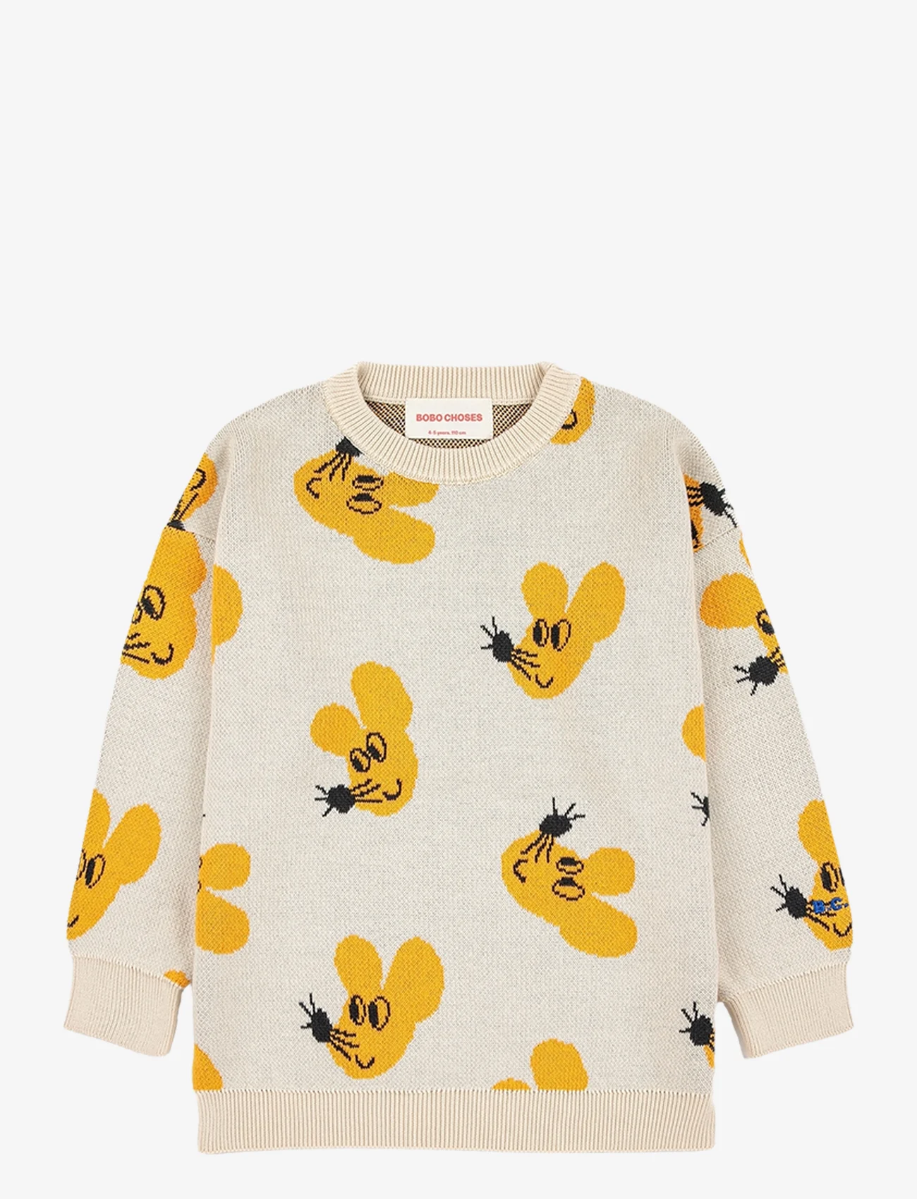 Bobo Choses - Mouse all over jacquard cotton jumper - gensere - offwhite - 0