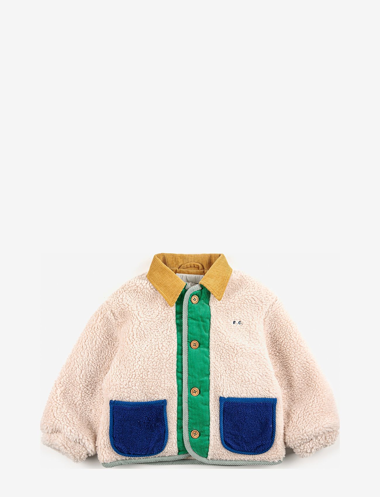 Bobo Choses - Color Block sheepskin jacket - fleece-vaatteet - beige - 0