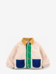 Color Block sheepskin jacket - BEIGE