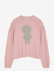 Striped mold puff sleeve T-shirt - PINK