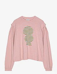 Bobo Choses - Striped mold puff sleeve T-shirt - langærmede toppe - pink - 0