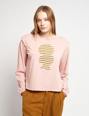 Bobo Choses - Striped mold puff sleeve T-shirt - tops met lange mouwen - pink - 1